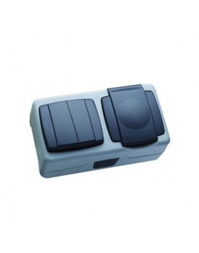 Intrerupător + priză cu capac exterior 250V Makel